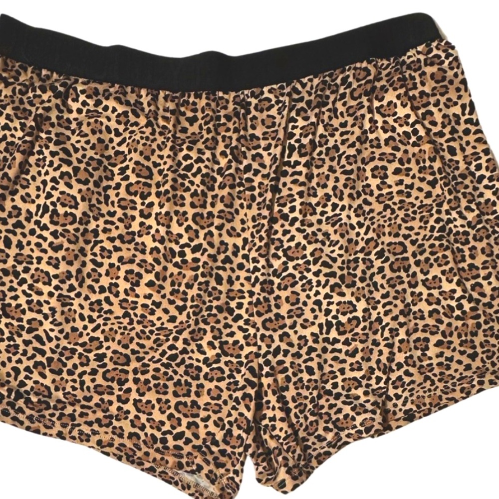 JUICY COUTURE Brown Leopard Animal Print Lounge Sleep Shorts Womens SZ 2X